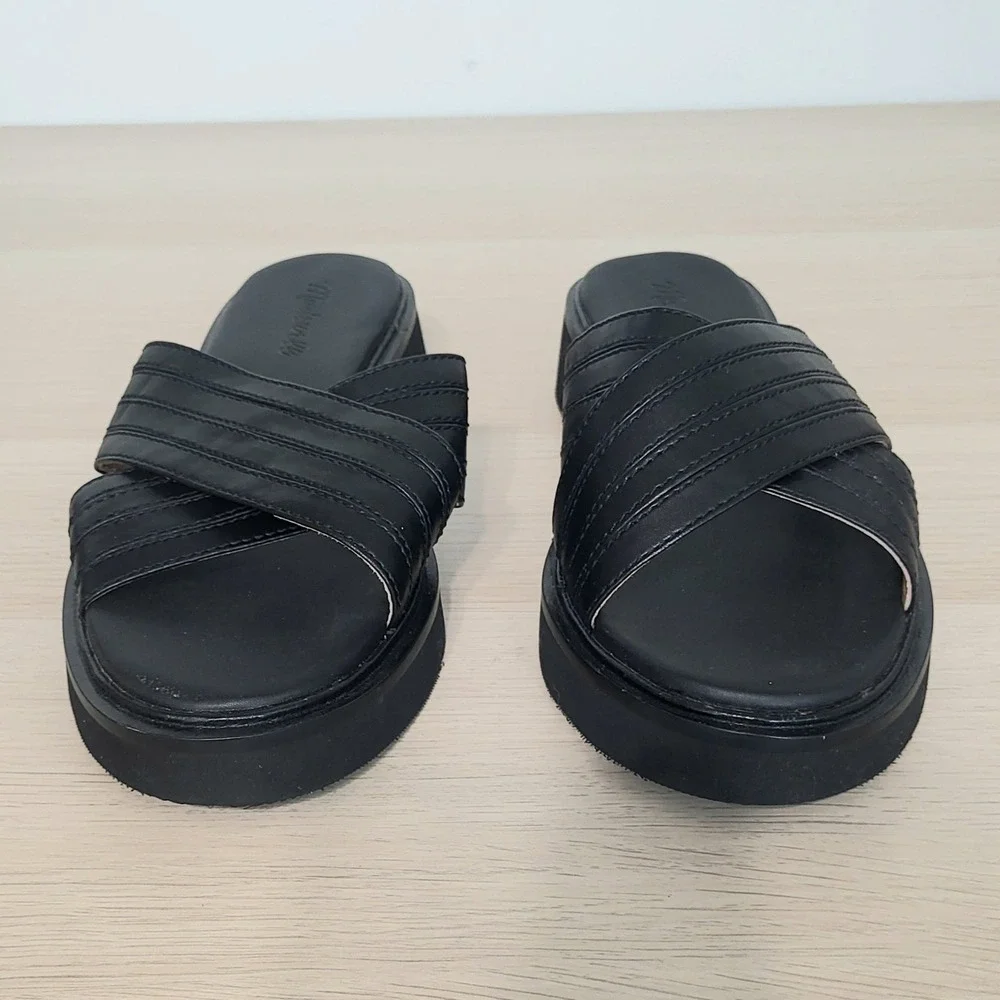 Madewell Alina Platform Sandals Black Leather Criss Cross Y2K 90s New 8.5